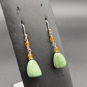 Sterling Silver Retired Silpada Turquoise Stone Earrings A6349